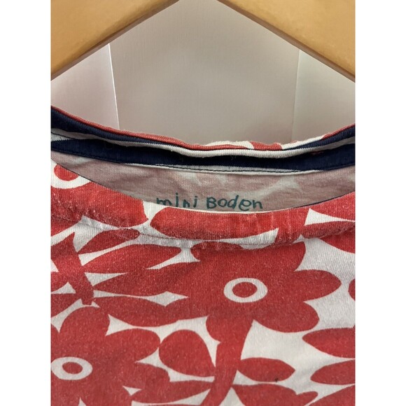 Girls Mini Boden Red & Blue Floral Shirt Stripes Buttons Kids Clothing Size 5 6 - Picture 4 of 5